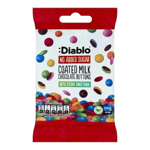 Diablo drazsé tejcsokoládés cukorbevonattal hozzáadott cukor nélkül 40 g