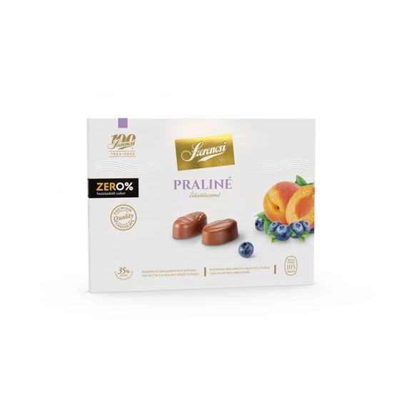 Szerencsi zero praliné áfonya és sárgabarack töltött maltitos tejcsokoládé 105 g