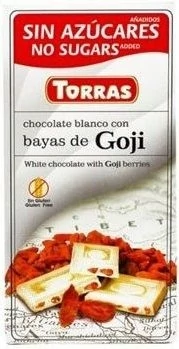 Torras glutén- és cukormentes fehércsokoládé goji bogyó 75g